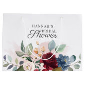 Grand Sac Cadeau Fête de mariage en aquarelle rose blush floral (Dos)