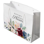 Grand Sac Cadeau Fête de mariage en aquarelle rose blush floral (Dos Angle)