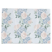 Grand Sac Cadeau Fête de mariage Fleurs roses bleues romantiques (Dos)