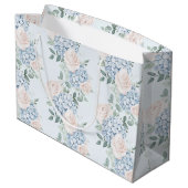 Grand Sac Cadeau Fête de mariage Fleurs roses bleues romantiques (Dos Angle)