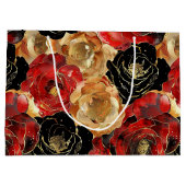 Grand Sac Cadeau Fête de mariage floral noir et or  (Dos)