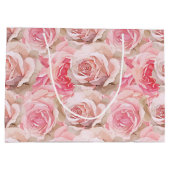 Grand Sac Cadeau Fête de mariage florale rose romantique (Dos)