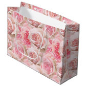 Grand Sac Cadeau Fête de mariage florale rose romantique (Devant Angle)