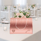 Grand Sac Cadeau Fête de mariage Rose Gold Confetti