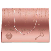 Grand Sac Cadeau Fête de mariage Rose Gold Confetti (Devant)