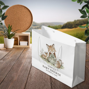 Grand Sac Cadeau Fête de naissance de la fille au renard de la forê