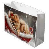 Grand Sac Cadeau Fête de Noël de Chien de Poméranie (Dos Angle)