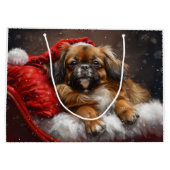 Grand Sac Cadeau Fête de Noël de Chien Espagnol Tibétain (Dos)