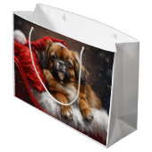 Grand Sac Cadeau Fête de Noël de Chien Espagnol Tibétain (Dos Angle)