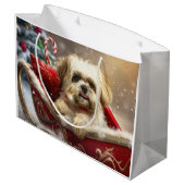 Grand Sac Cadeau Fête de Noël de Chien Malti Tzu (Dos Angle)