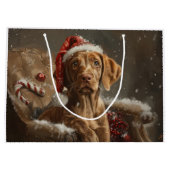 Grand Sac Cadeau Fête de Noël de Chien Vizsla (Dos)