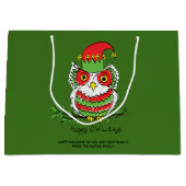 Grand Sac Cadeau Fête de Noël de Chouette (Devant)