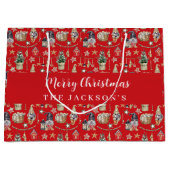 Grand Sac Cadeau Fête de Noël des gnomes rouges (Devant)