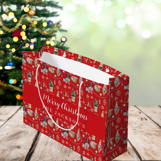 Grand Sac Cadeau Fête de Noël des gnomes rouges