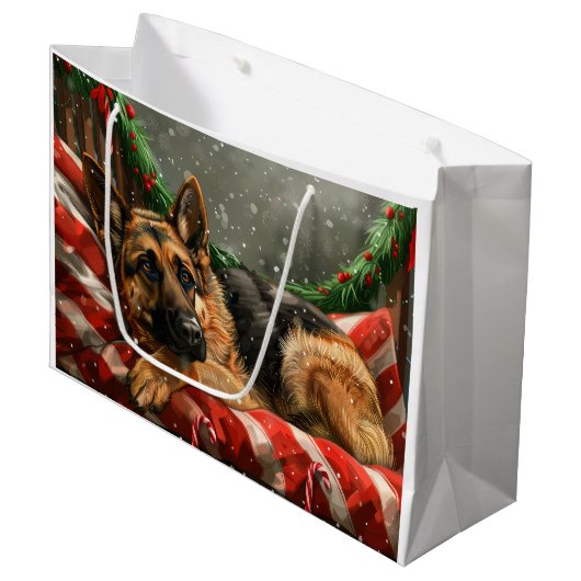 Grand Sac Cadeau Fête de Noël du berger allemand Chien (Devant Angle)