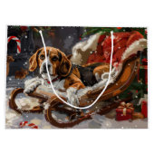 Grand Sac Cadeau Fête de Noël du chien beagle (Dos)