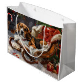 Grand Sac Cadeau Fête de Noël du chien beagle (Dos Angle)