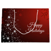 Grand Sac Cadeau Fête de Noël Etoiles blanches Arbre Red Feux de ne (Devant)