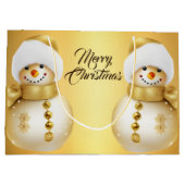 Grand Sac Cadeau Fête de Noël Golden Snowman (Dos)