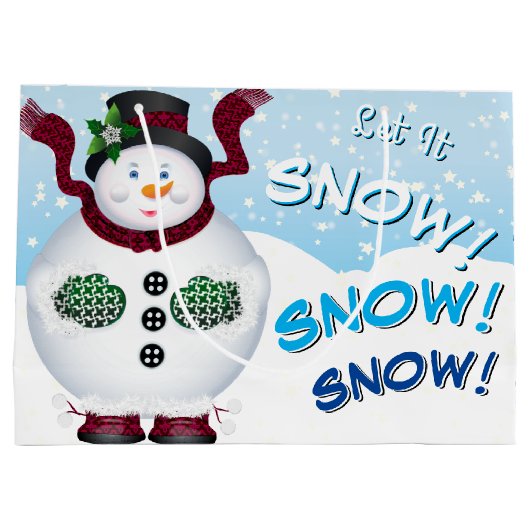 Grand Sac Cadeau Fête de Noël Snowman (Dos)