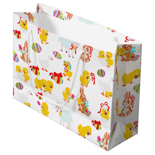 Grand Sac Cadeau Fête de Pâques motif (Devant Angle)