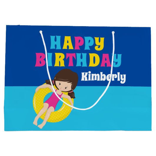 Grand Sac Cadeau Fête de piscine pour filles Anniversaire Plutôt pe (Dos)