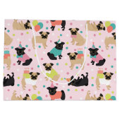 Grand Sac Cadeau Fête de Pug Birthday (Dos)