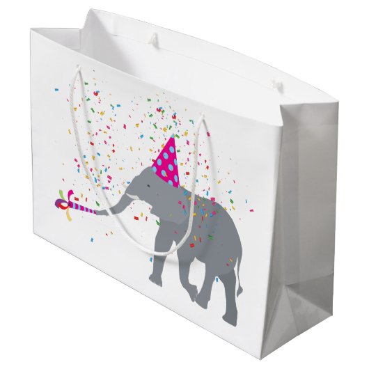 Grand Sac Cadeau Fête des éléphants - Animaux ayant une fête (Dos Angle)