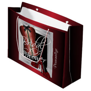 Grand Sac Cadeau Fête des mariées de lingerie glamour Rouge foncé