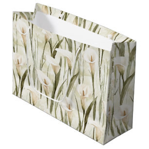 Grand Sac Cadeau Fête des mariées florale blanche Calla Lily