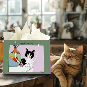 Grand Sac Cadeau Fête des mères Tuxedo Chat