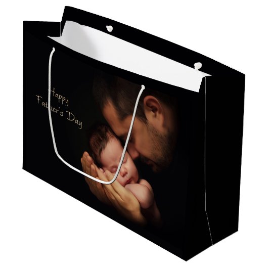 Grand Sac Cadeau Fête des pères heureuse (Devant Angle)