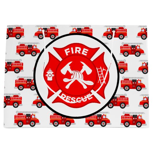 Grand Sac Cadeau Fête des pompiers d'occupation mignonne (Devant)