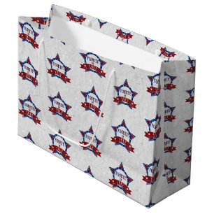 Grand Sac Cadeau Fête du Quatre Juillet Pailletée