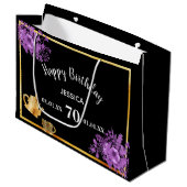 Grand Sac Cadeau fête du thé noir violet à fleurs (Devant Angle)