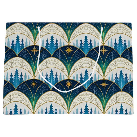 Grand Sac Cadeau Fête forestière Art Déco céleste (Devant)