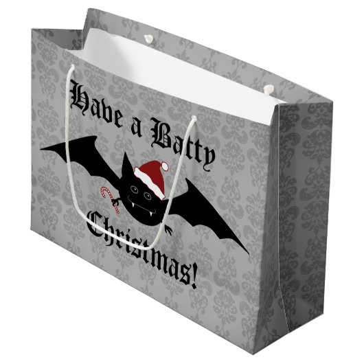 Grand Sac Cadeau Fête gothique de la chauve-souris de Noël (Devant Angle)