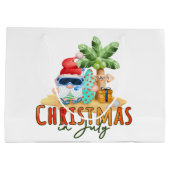 Grand Sac Cadeau fête Noël juillet plage de gnome (Dos)