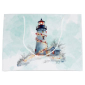 Grand Sac Cadeau Fêtes côtières de Noël du phare (Devant)