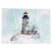 Grand Sac Cadeau Fêtes côtières de Noël du phare (Dos)