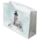 Grand Sac Cadeau Fêtes côtières de Noël du phare (Dos Angle)