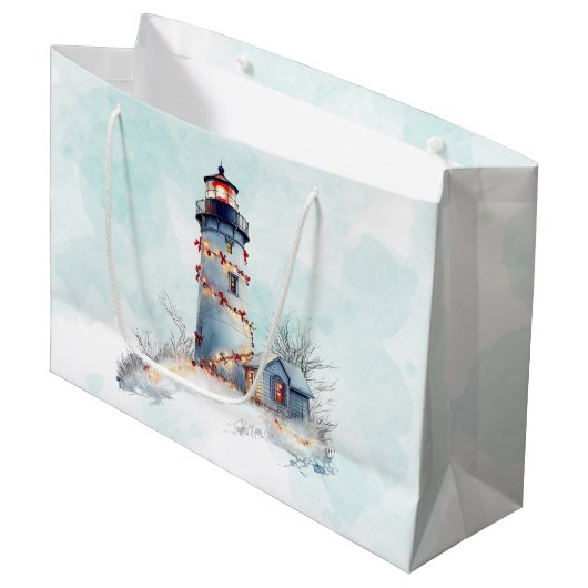 Grand Sac Cadeau Fêtes côtières de Noël du phare (Devant Angle)