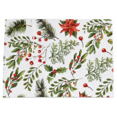 Grand Sac Cadeau Fêtes de Noël Pine Red Berries Botanique (Devant)