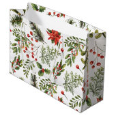 Grand Sac Cadeau Fêtes de Noël Pine Red Berries Botanique (Devant Angle)