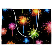 Grand Sac Cadeau Feu D'Anniversaire De Neon Sur Noir (Dos)