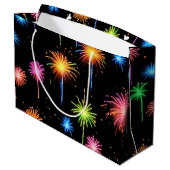 Grand Sac Cadeau Feu D'Anniversaire De Neon Sur Noir (Dos Angle)