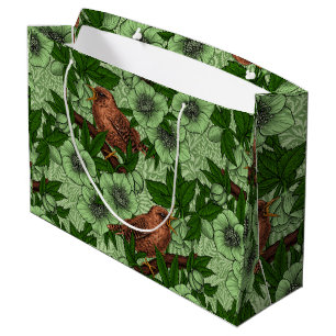 Grand Sac Cadeau Feu et hellebore, vert clair