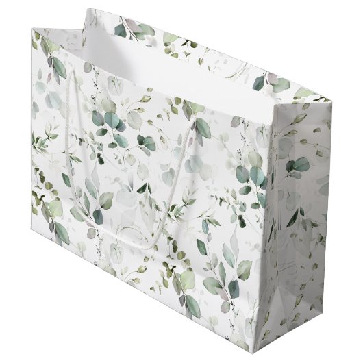 Grand Sac Cadeau Feuillage d'eucalyptus (Devant Angle)