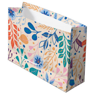 Grand Sac Cadeau Feuille coloré Motif de feuillage moderne