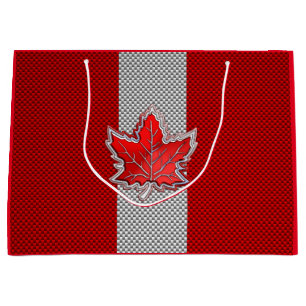 Grand Sac Cadeau Feuille d'érable de chrome canadienne sur les styl